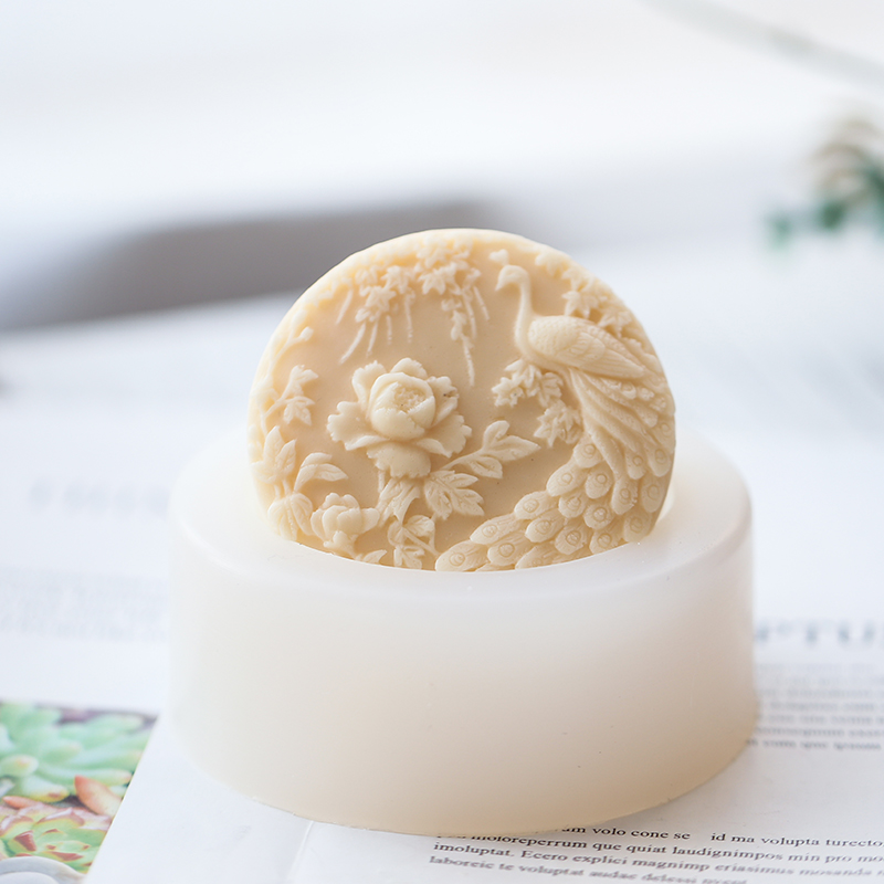 Candle Supplies Tins - Peacock Flower Pattern Silicone Soap Mold
